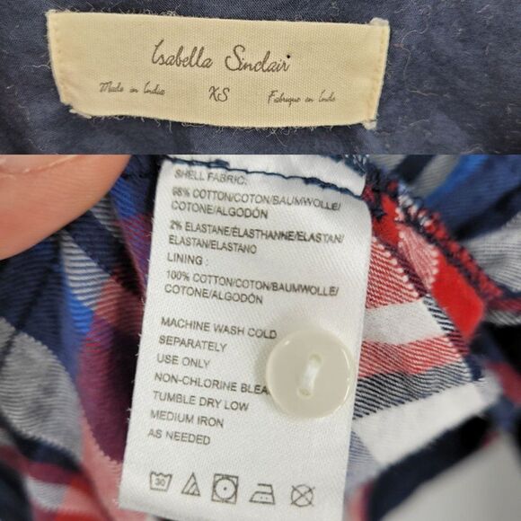 Anthropology Isabella Sinclair Dress Tartan Plaid Handkerchief Midi Blue XS - Picture 4 of 13